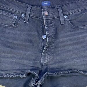 J.Crew Black High Rise Denim Shorts 30 Button Fly Raw Hem Frayed Grunge